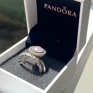 Pink Zirconia and Silver Pandora Rings